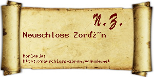 Neuschloss Zorán névjegykártya